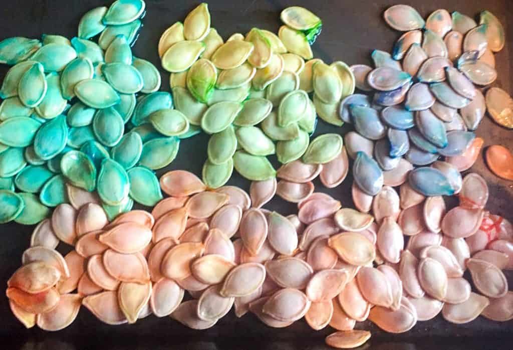 Farebné tekvicové semená – pomôcka pre edukačné aktivity